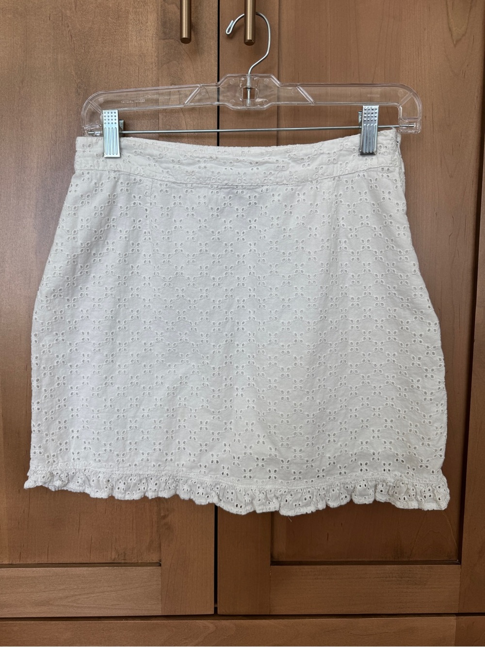 Cotton On White Eyelet Mini Skirt with Ruffle Hem
